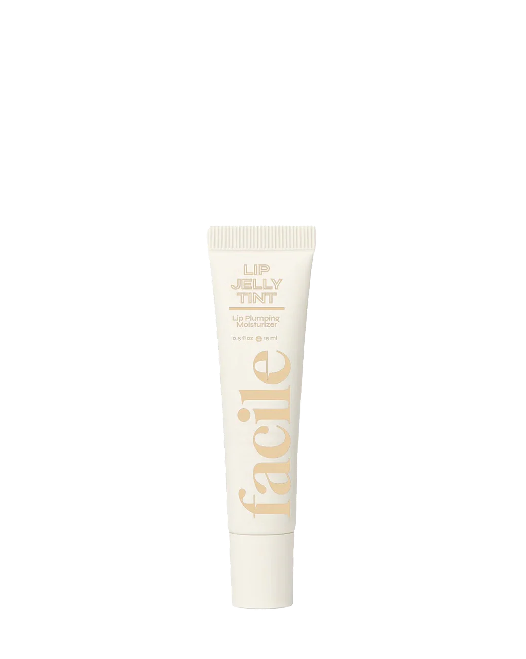 A white tube of Facile – Champagne Lip Jelly Tint with gold text stands upright against a plain white background.